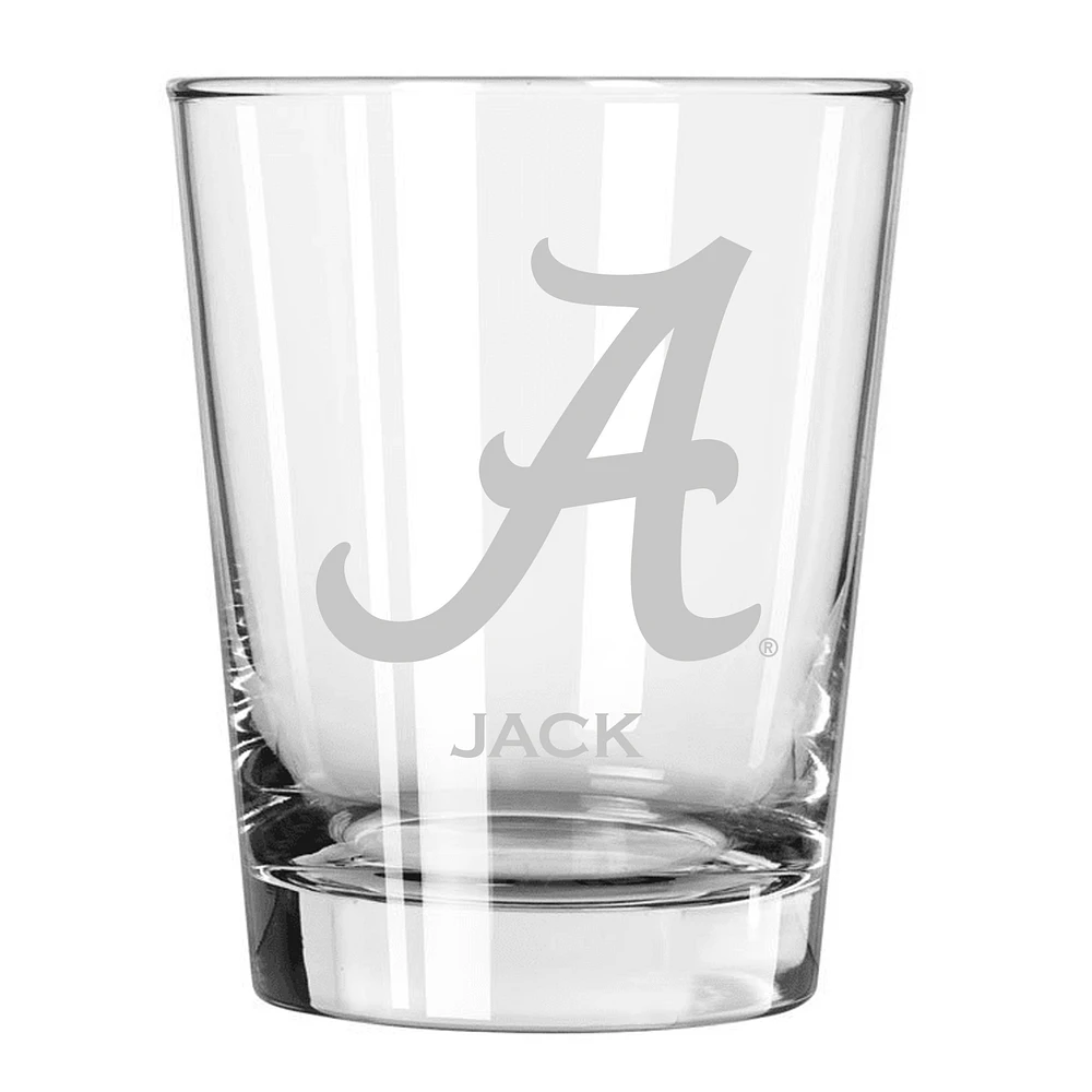 Alabama Crimson Tide 15oz. Personalized Double Old Fashion Etched Glass