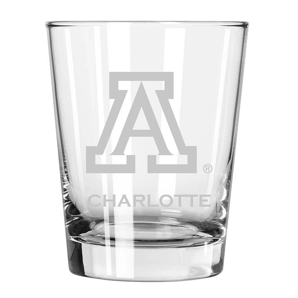 Arizona Wildcats 15oz. Personalized Double Old Fashion Etched Glass