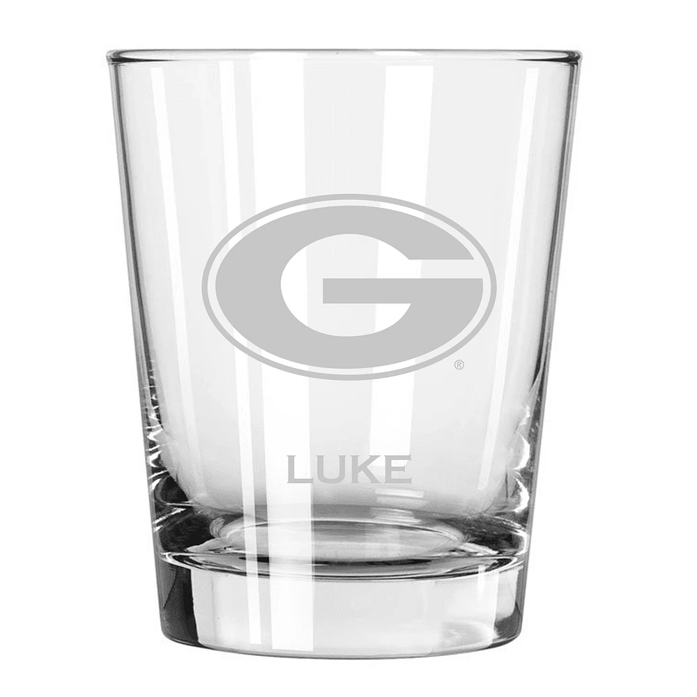 Georgia Bulldogs 15oz. Personalized Double Old Fashion Etched Glass
