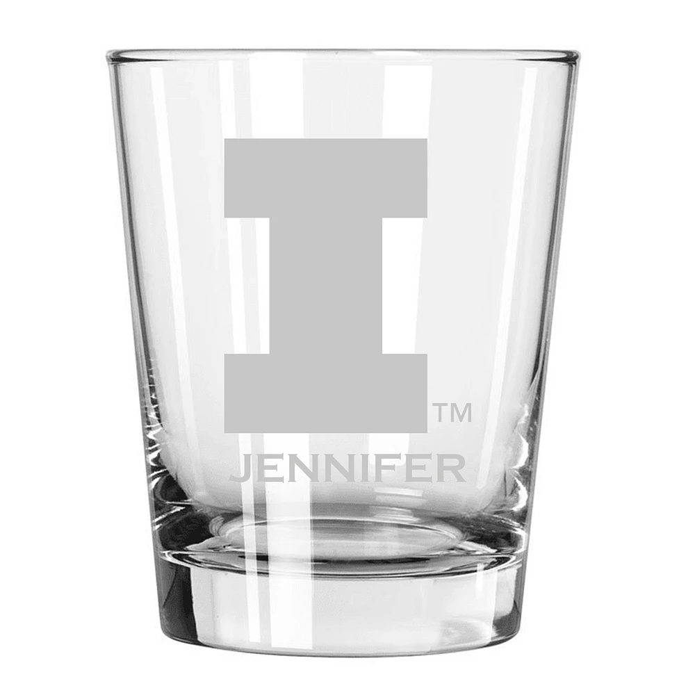 Illinois Fighting Illini 15oz. Personalized Double Old Fashion Etched Glass