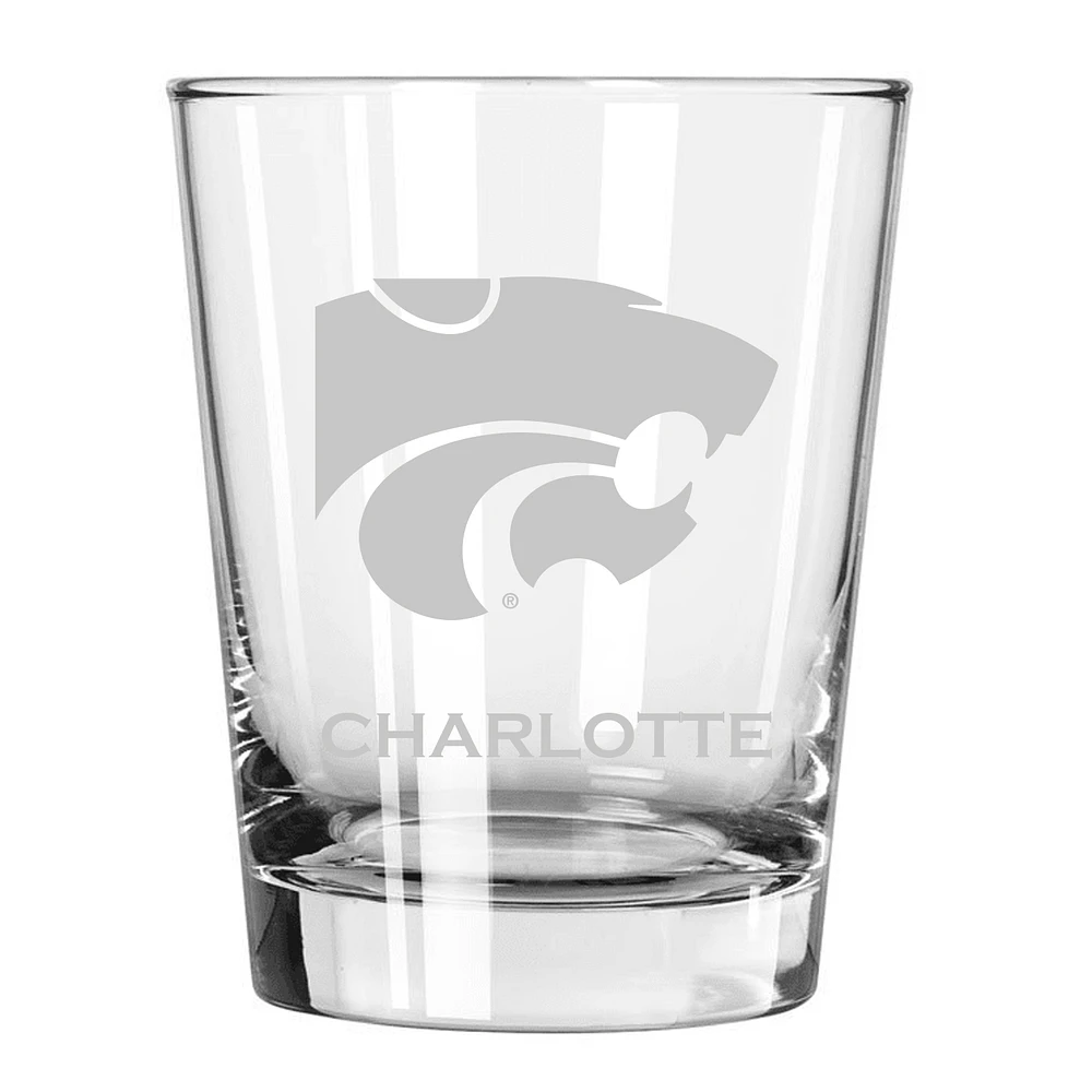 Kansas State Wildcats 15oz. Personalized Double Old Fashion Etched Glass