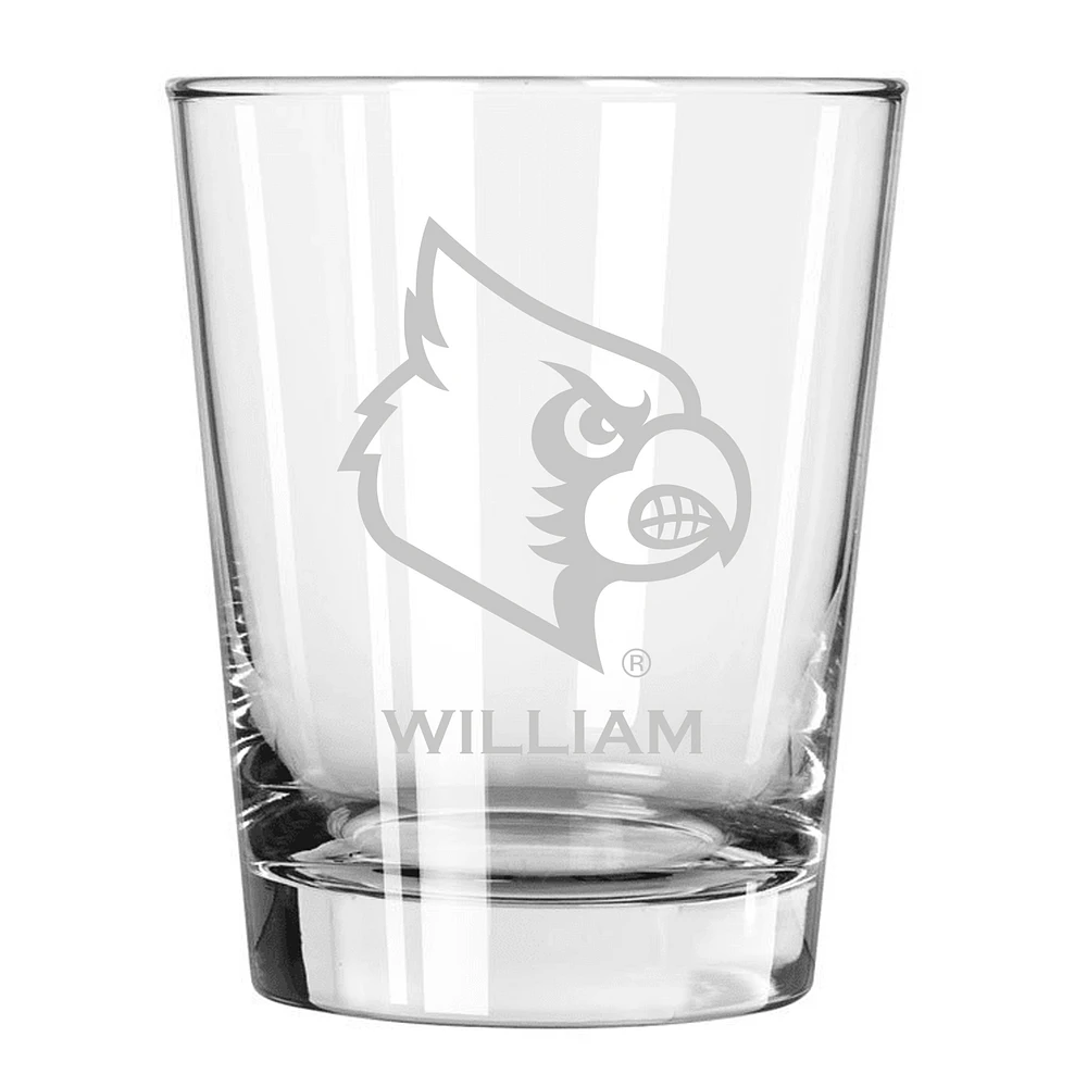 Louisville Cardinals 15oz. Personalized Double Old Fashion Etched Glass