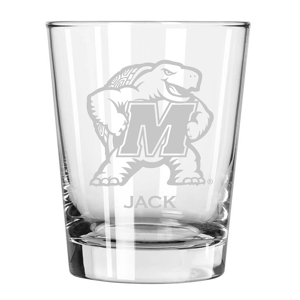 Maryland Terrapins 15oz. Personalized Double Old Fashion Etched Glass