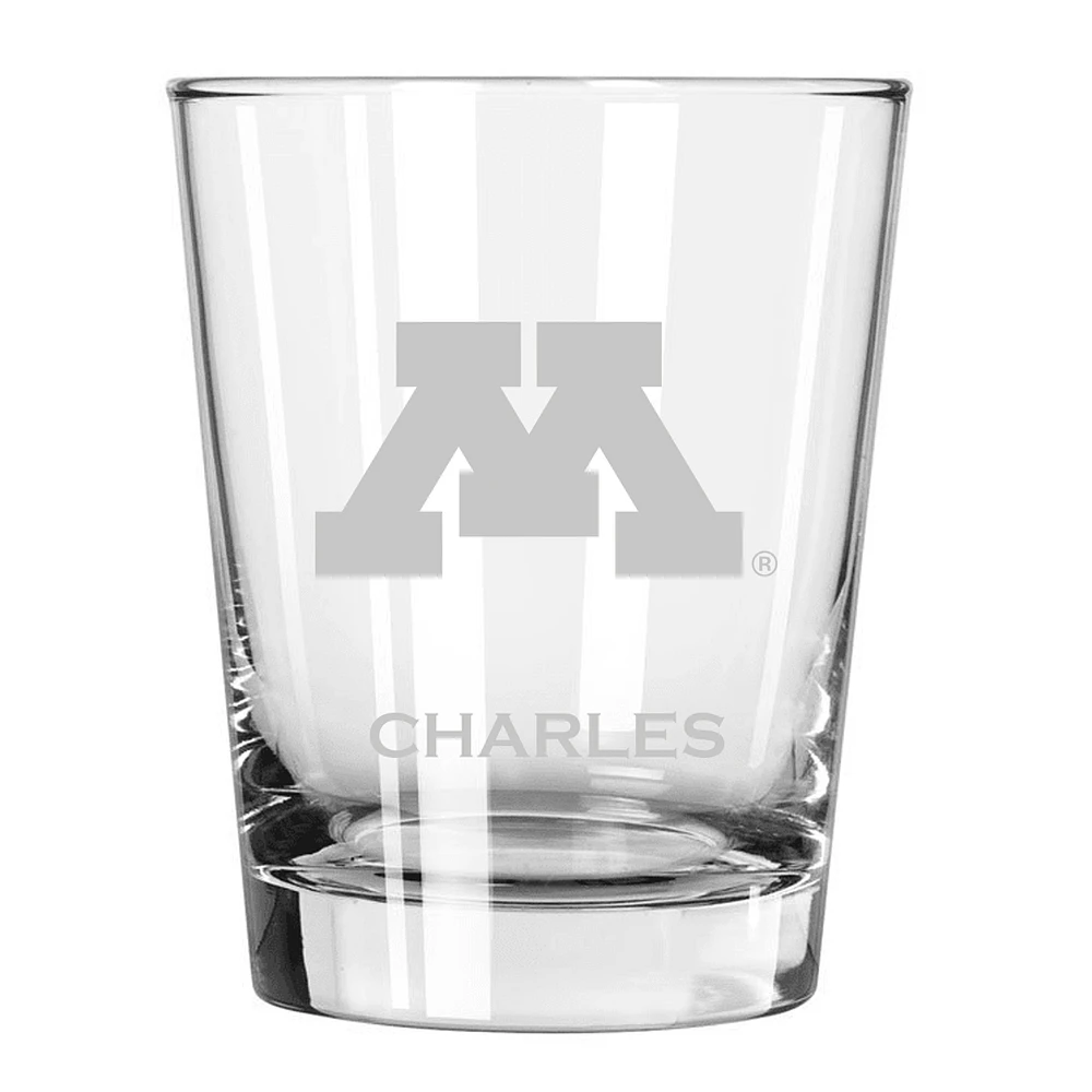 Minnesota Golden Gophers 15oz. Personalized Double Old Fashion Etched Glass