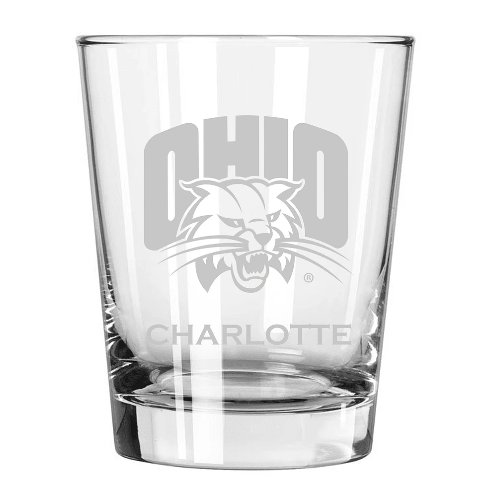 Ohio Bobcats 15oz. Personalized Double Old Fashion Etched Glass