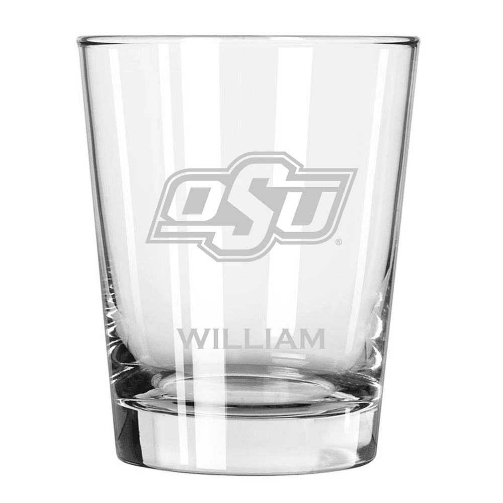 Oklahoma State Cowboys 15oz. Personalized Double Old Fashion Etched Glass