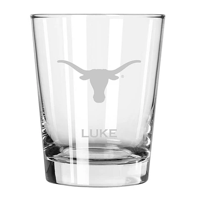 Texas Longhorns 15oz. Personalized Double Old Fashion Etched Glass