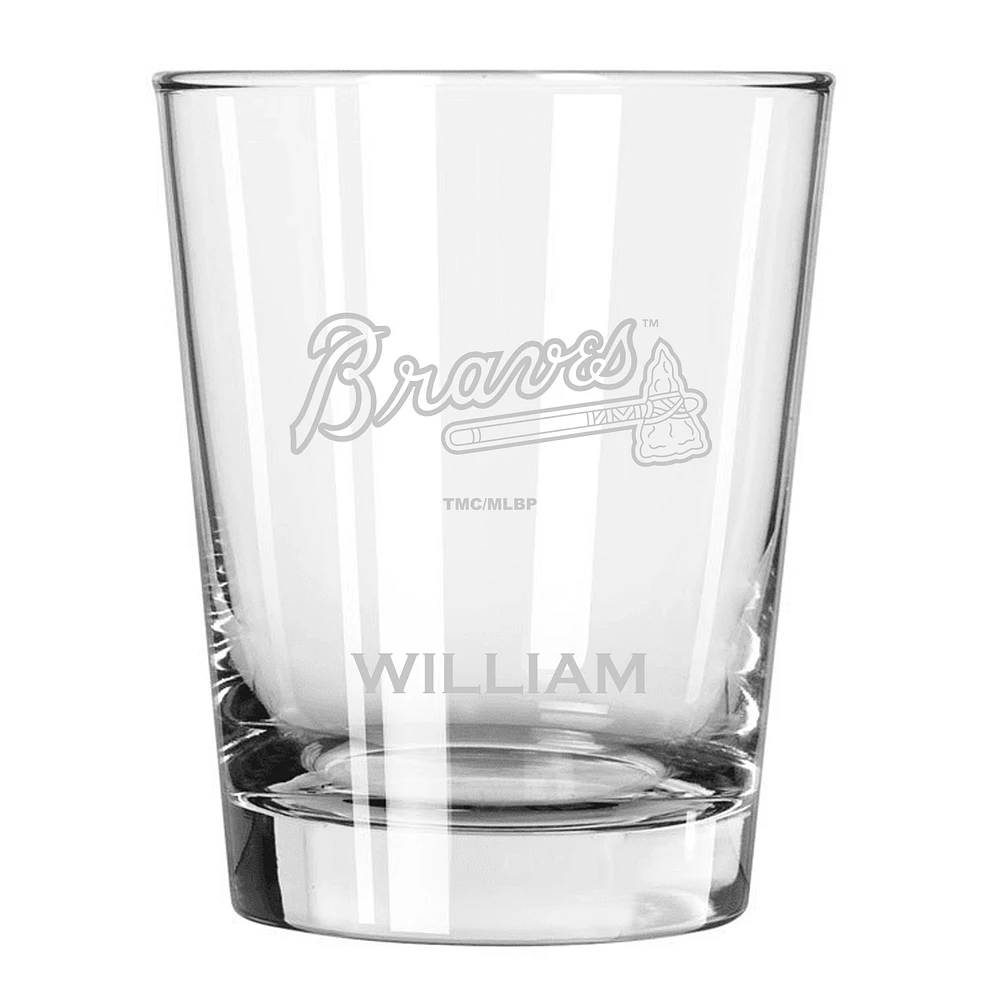 Atlanta Braves 15oz. Personalized Double Old Fashion Etched Glass
