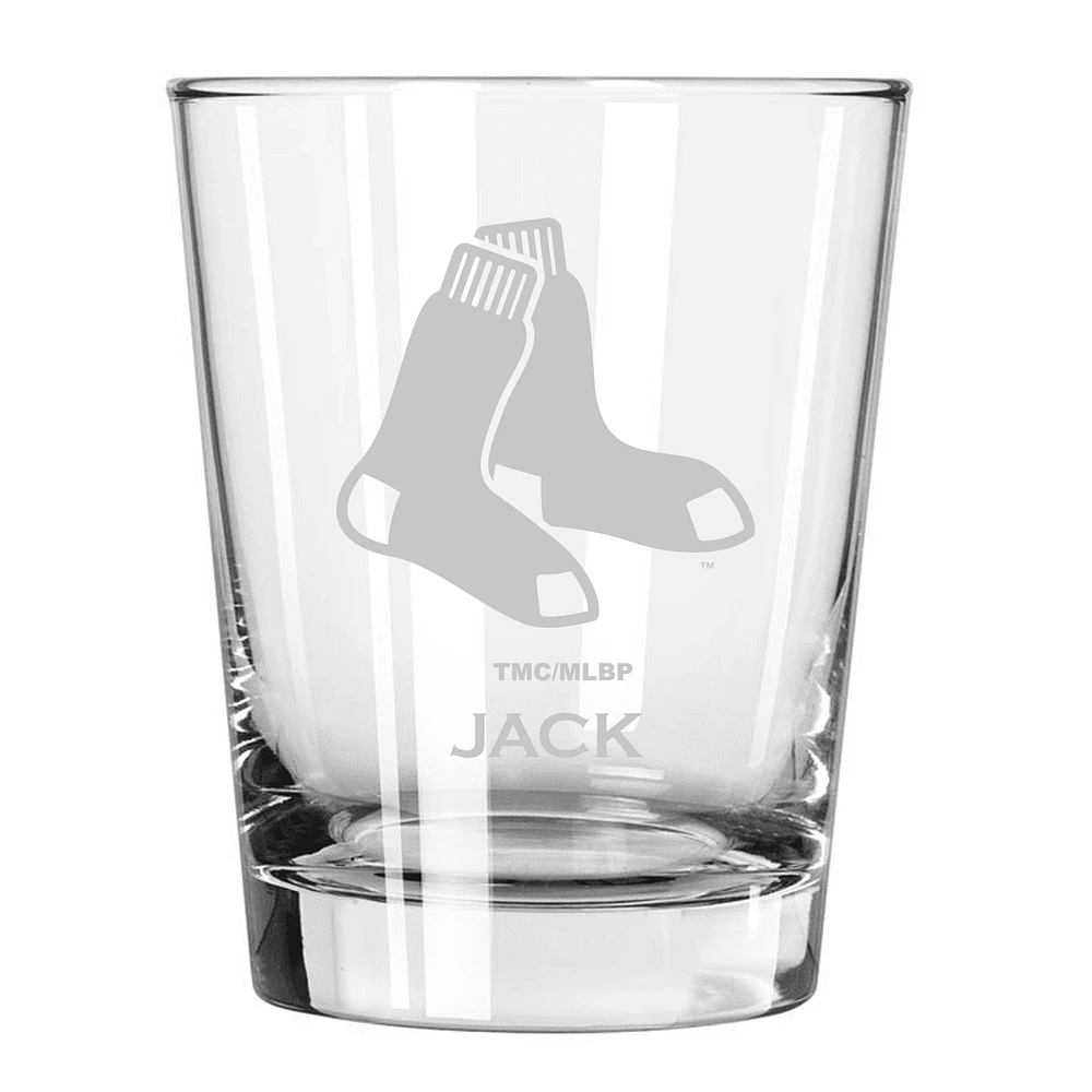 Boston Red Sox 15oz. Personalized Double Old Fashion Etched Glass