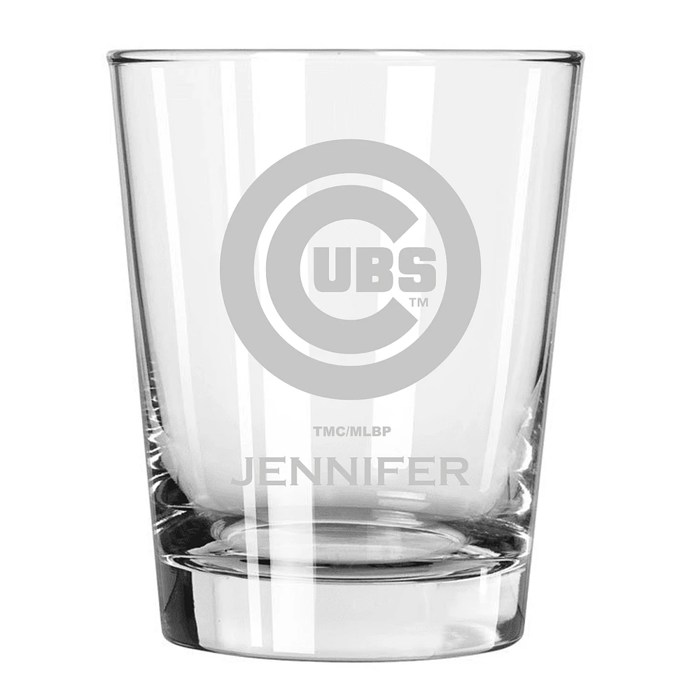 Chicago Cubs 15oz. Personalized Double Old Fashion Etched Glass