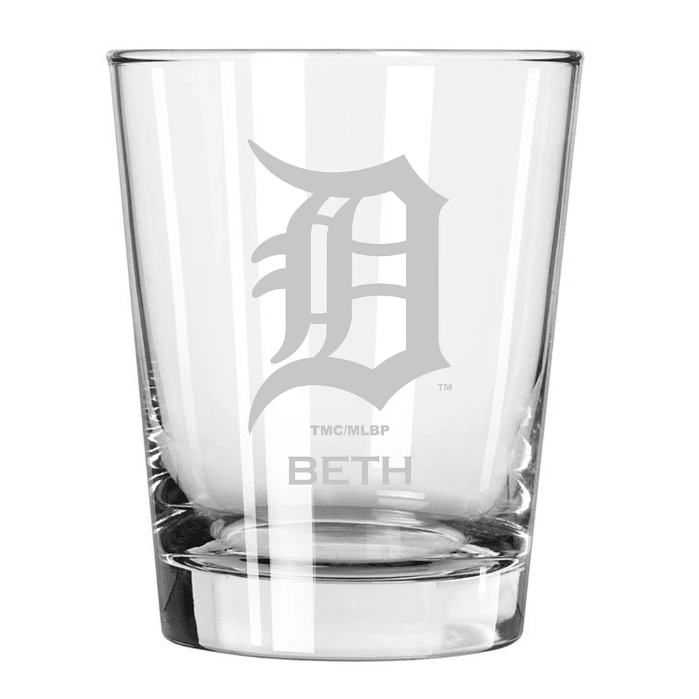 Detroit Tigers 15oz. Personalized Double Old Fashion Etched Glass