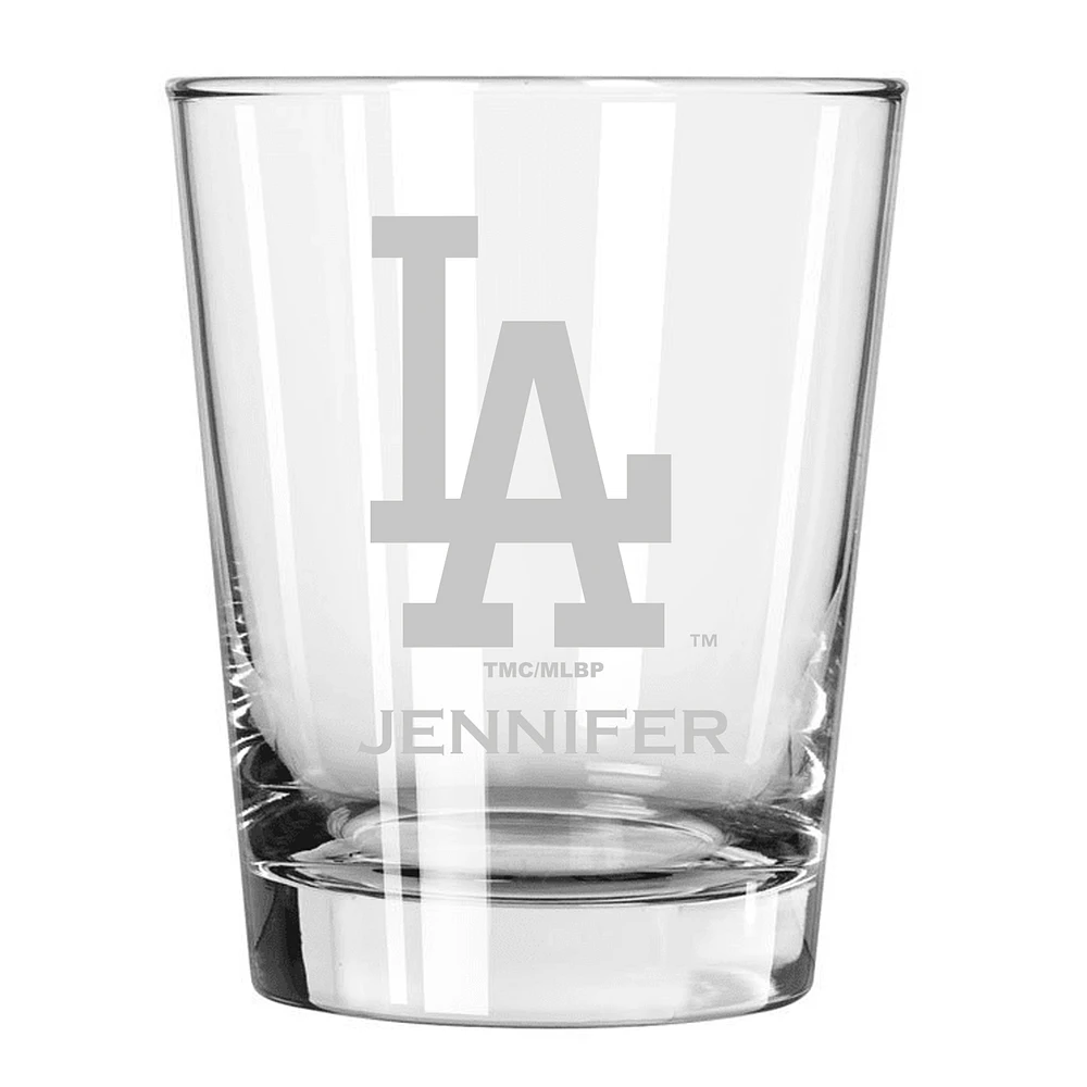 Los Angeles Dodgers 15oz. Personalized Double Old Fashion Etched Glass