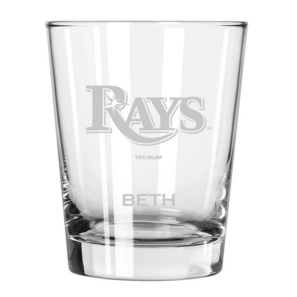 Tampa Bay Rays 15oz. Personalized Double Old Fashion Etched Glass