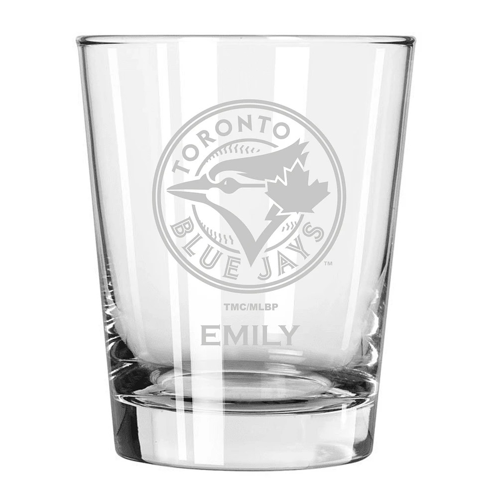 Toronto Blue Jays 15oz. Personalized Double Old Fashion Etched Glass