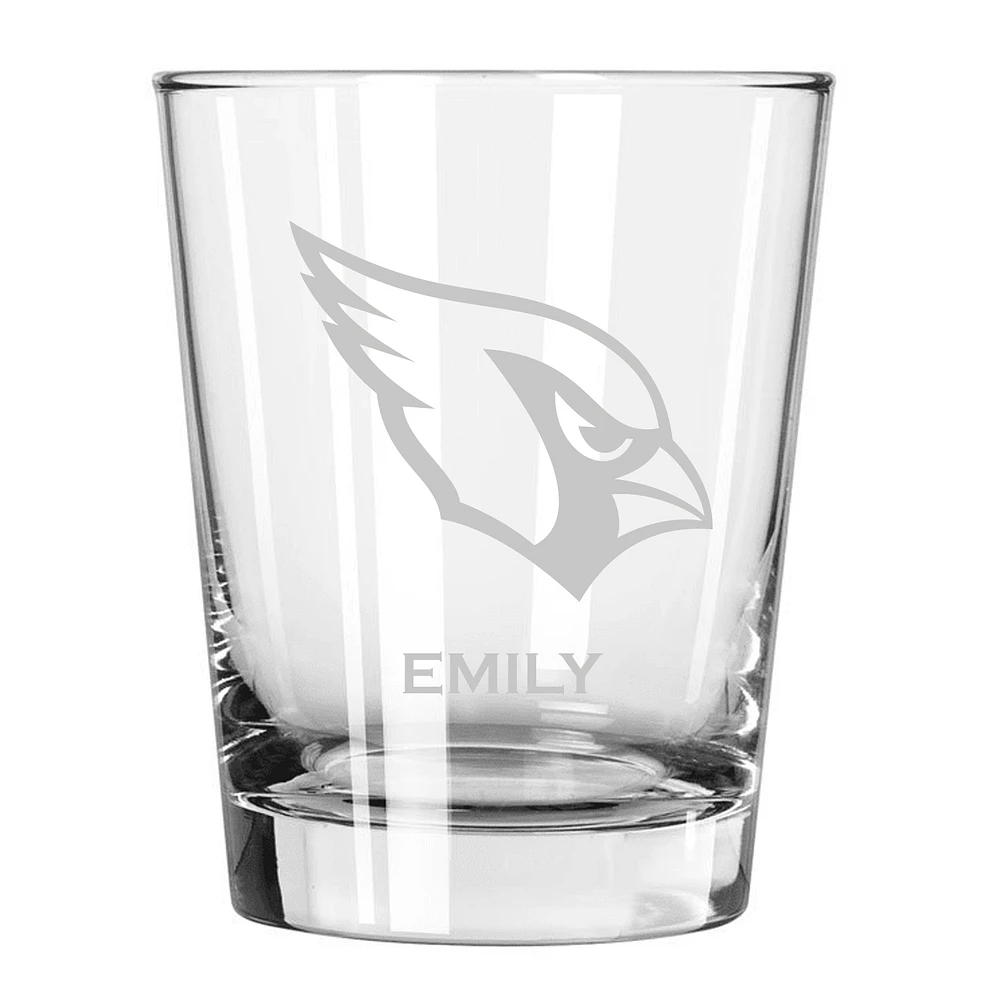 Arizona Cardinals 15oz. Personalized Double Old Fashion Etched Glass