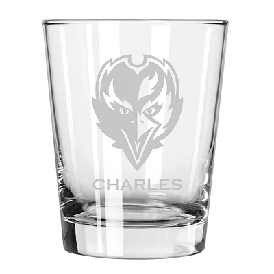 Baltimore Ravens 15oz. Personalized Double Old Fashion Etched Glass