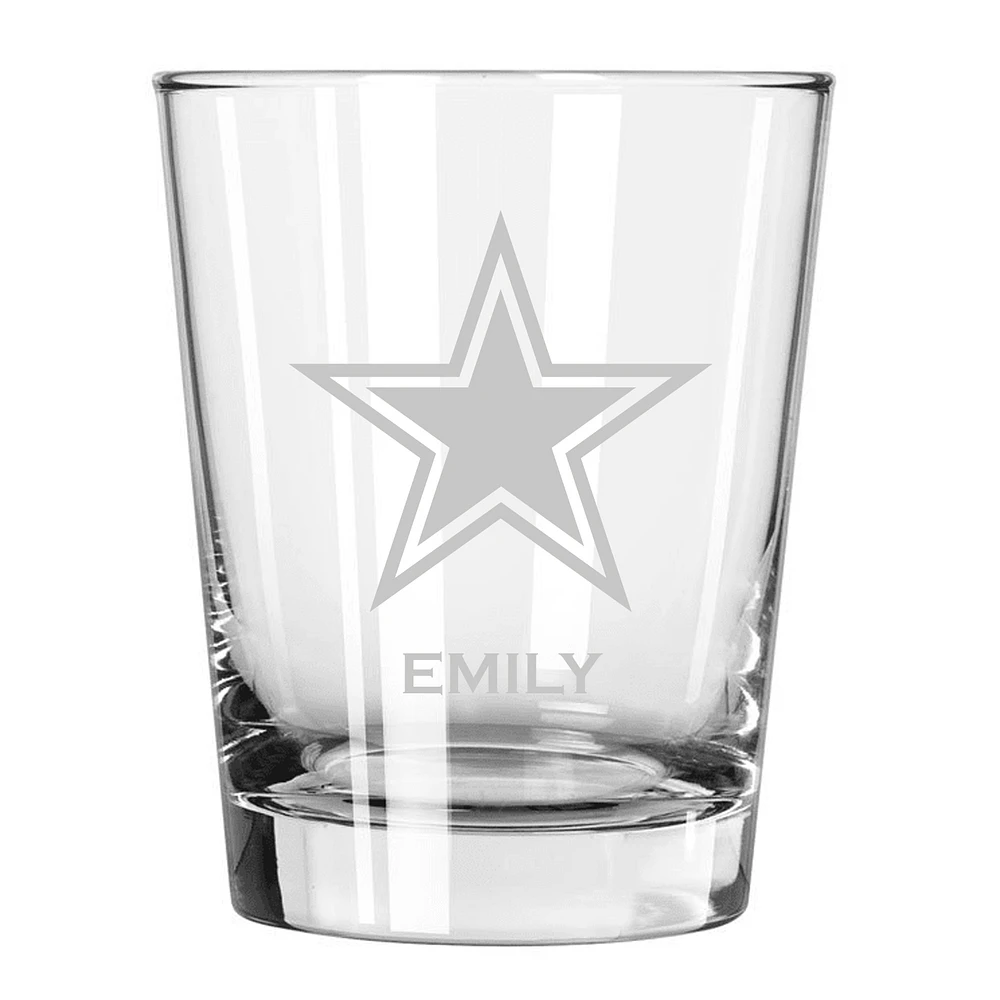 Dallas Cowboys 15oz. Personalized Double Old Fashion Etched Glass