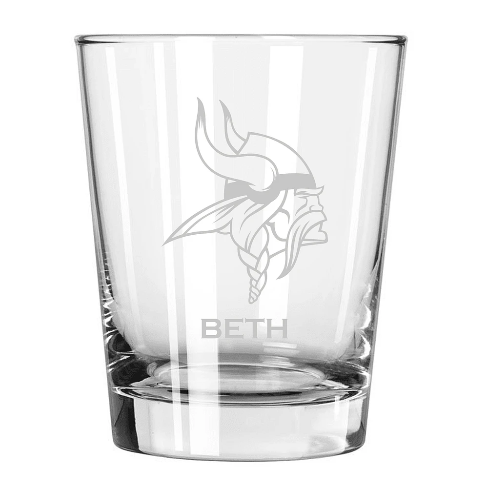 Minnesota Vikings 15oz. Personalized Double Old Fashion Etched Glass