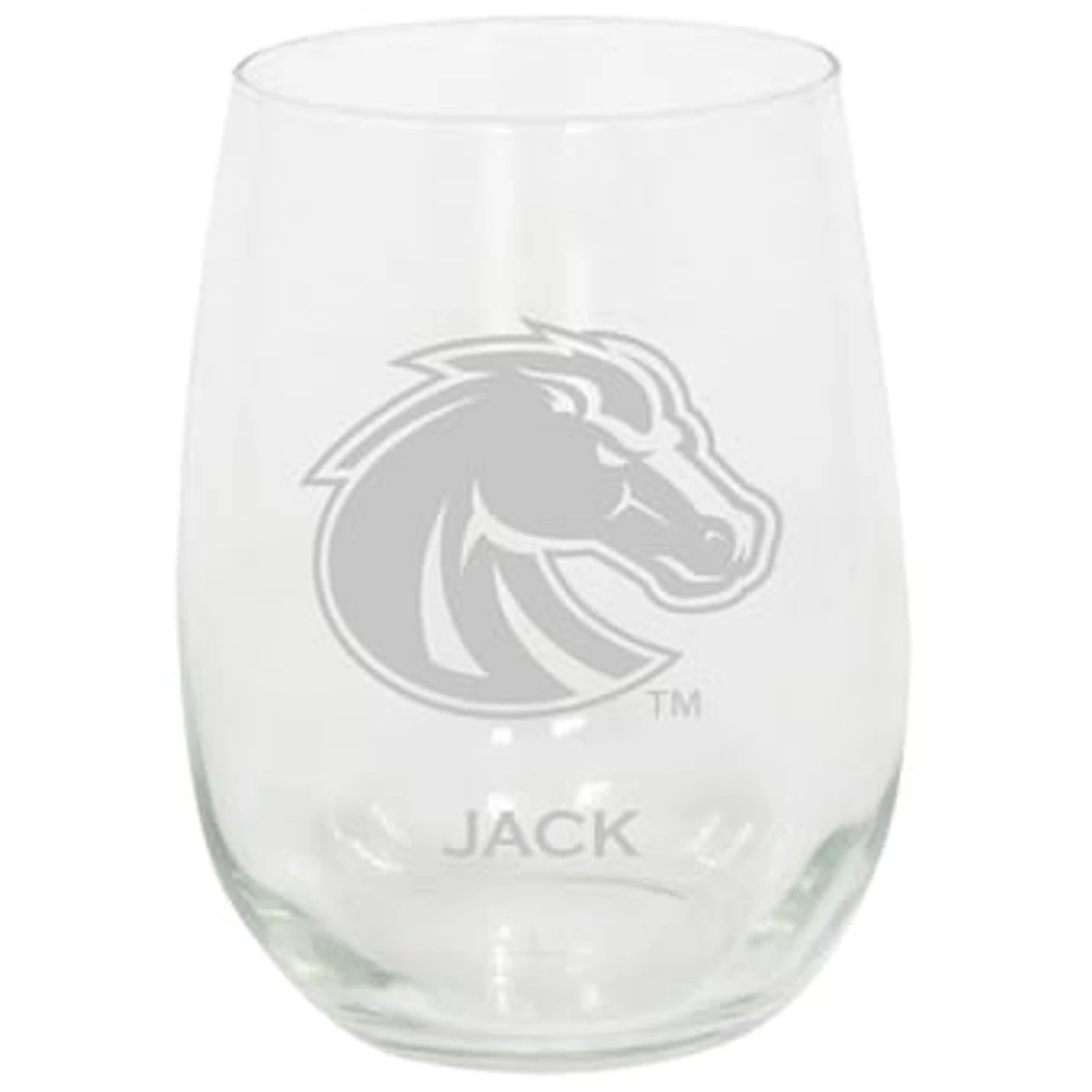 Boise State Broncos 15oz. Personalized Stemless Etched Glass Tumbler