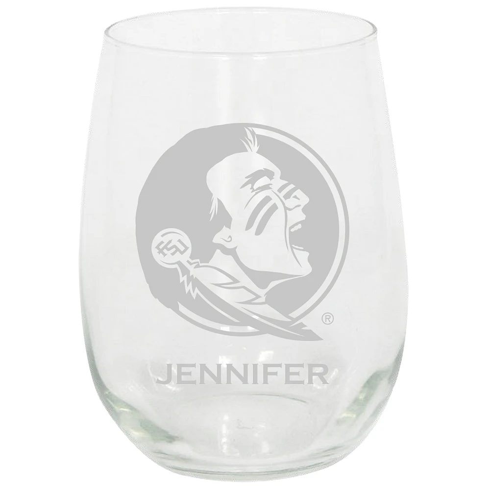 Florida State Seminoles 15oz. Personalized Stemless Etched Glass Tumbler