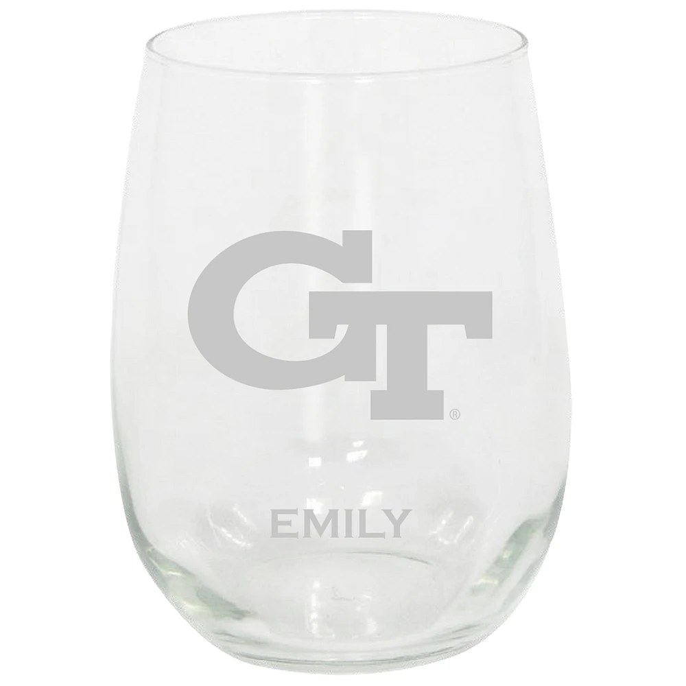 Georgia Tech Yellow Jackets 15oz. Personalized Stemless Etched Glass Tumbler