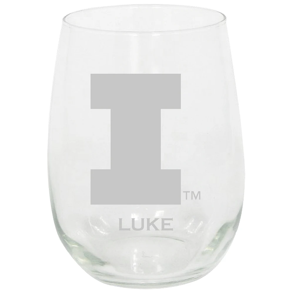 Illinois Fighting Illini 15oz. Personalized Stemless Etched Glass Tumbler