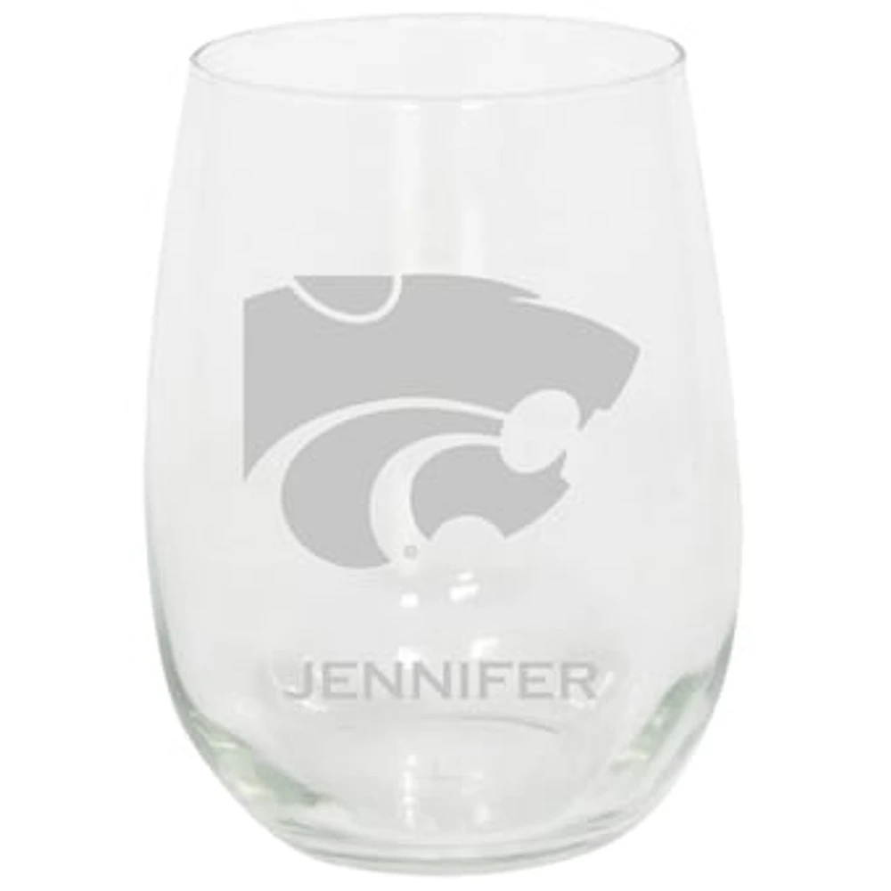 Kansas State Wildcats 15oz. Personalized Stemless Etched Glass Tumbler