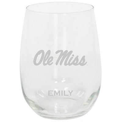 Ole Miss Rebels 15oz. Personalized Stemless Etched Glass Tumbler