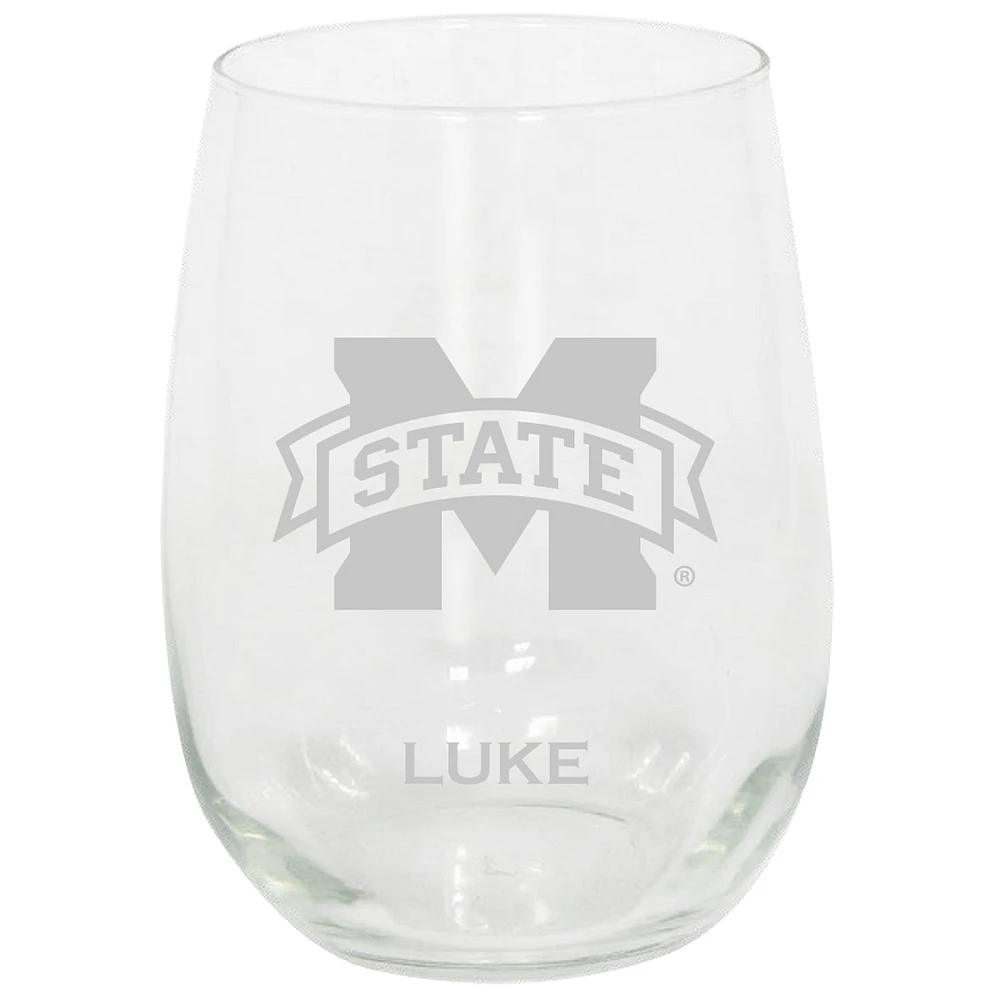 Mississippi State Bulldogs 15oz. Personalized Stemless Etched Glass Tumbler