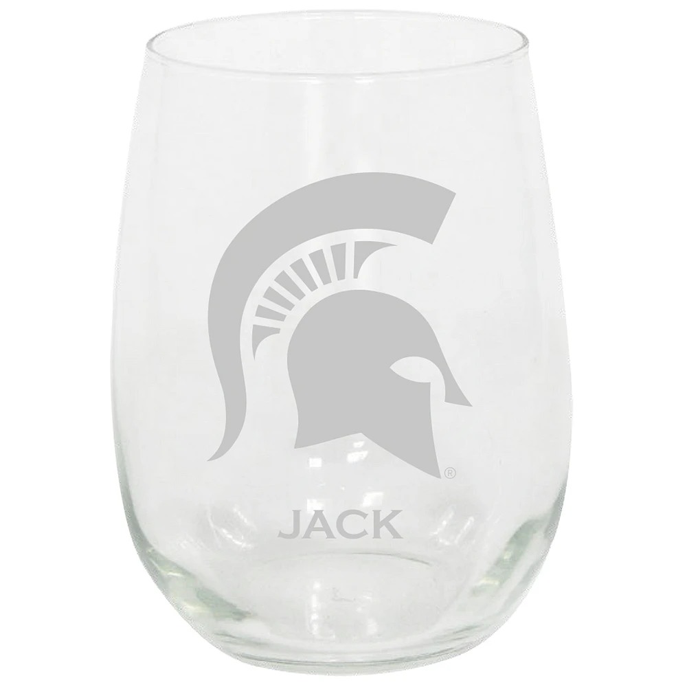 Michigan State Spartans 15oz. Personalized Stemless Etched Glass Tumbler