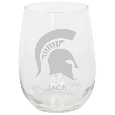 Michigan State Spartans 15oz. Personalized Stemless Etched Glass Tumbler