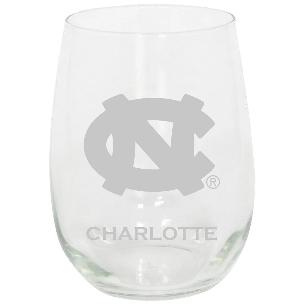 North Carolina Tar Heels 15oz. Personalized Stemless Etched Glass Tumbler