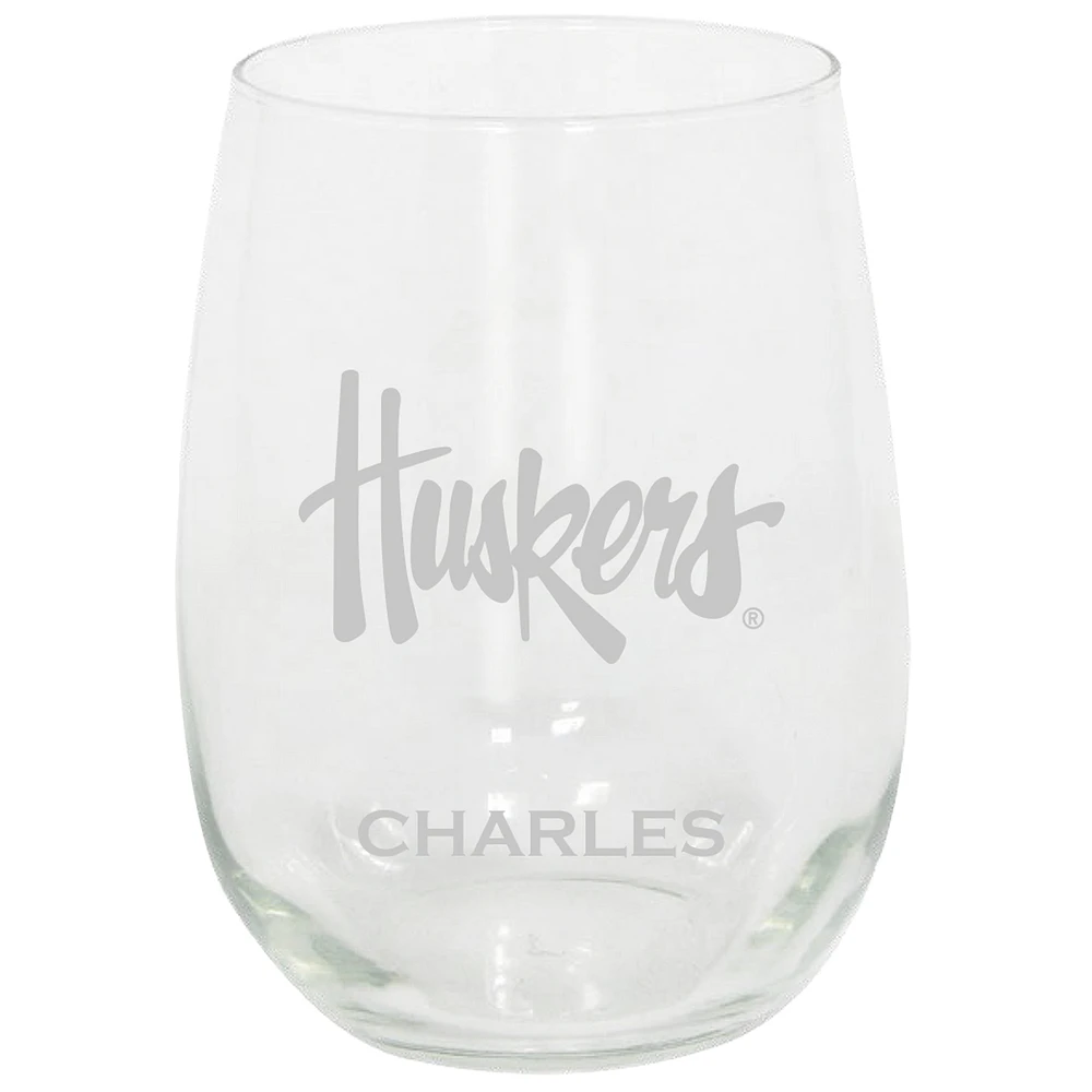 Nebraska Huskers 15oz. Personalized Stemless Etched Glass Tumbler