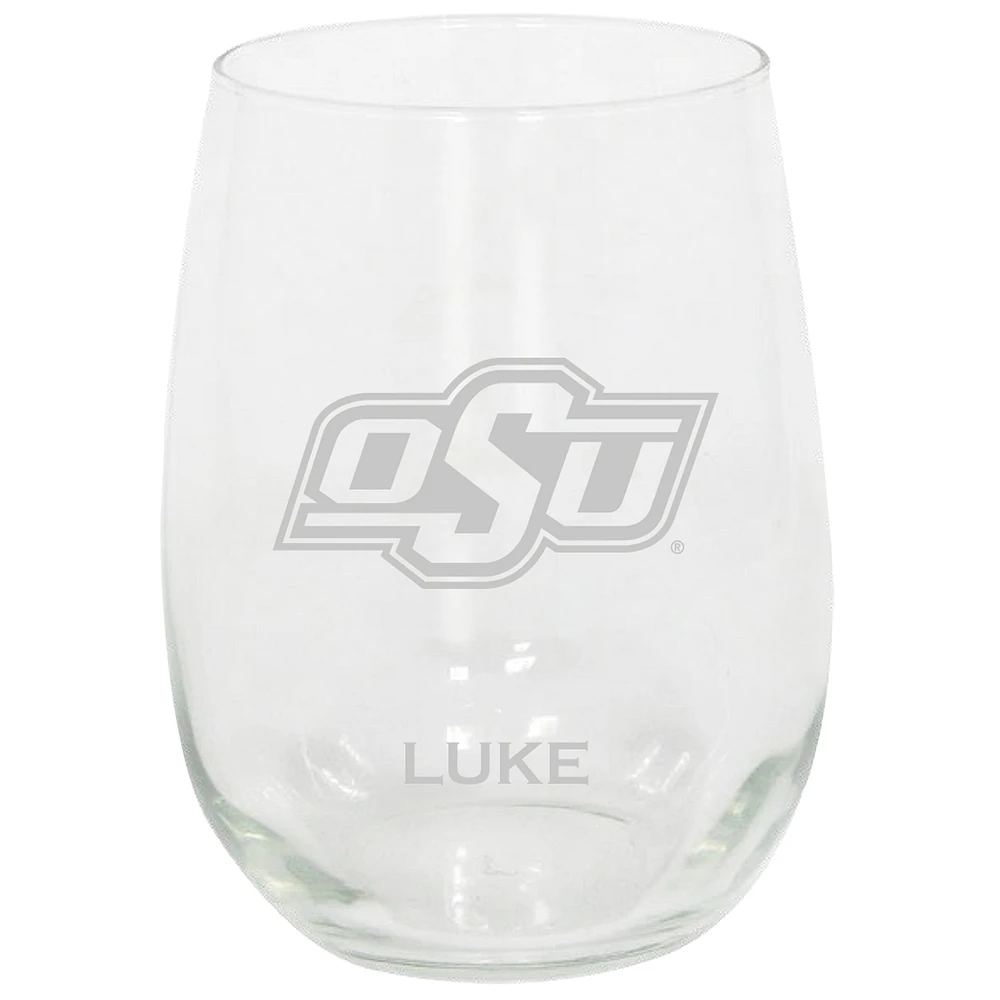 Oklahoma State Cowboys 15oz. Personalized Stemless Etched Glass Tumbler