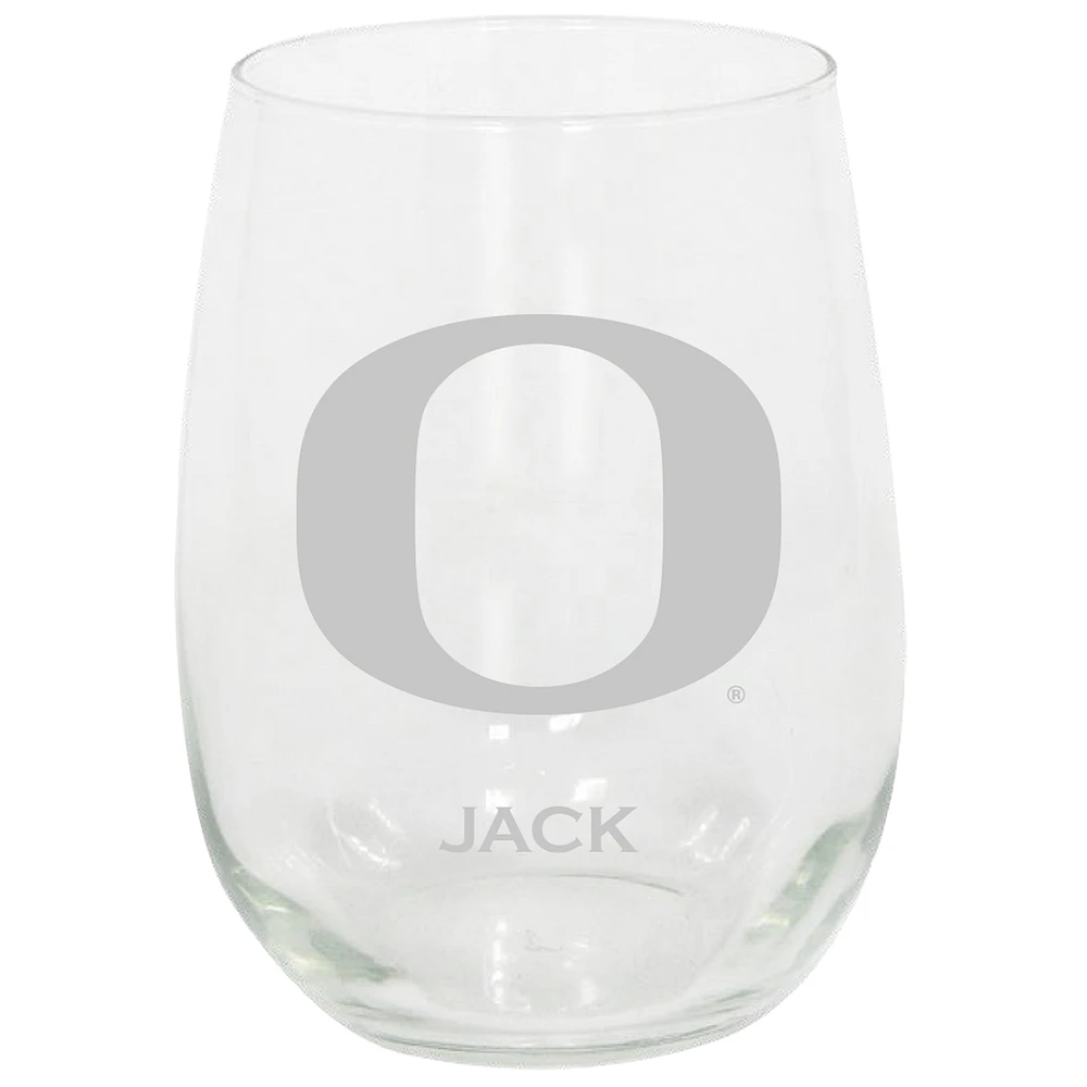 Oregon Ducks 15oz. Personalized Stemless Etched Glass Tumbler