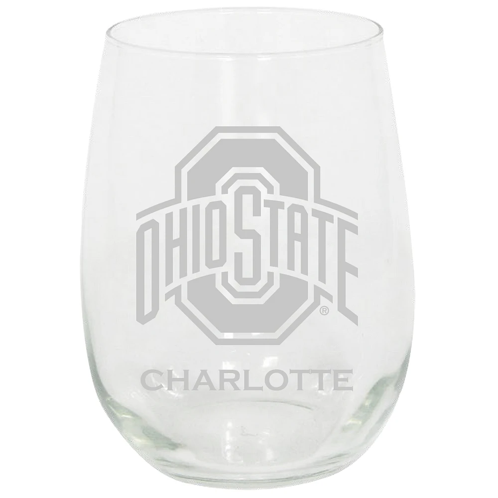 Ohio State Buckeyes 15oz. Personalized Stemless Etched Glass Tumbler