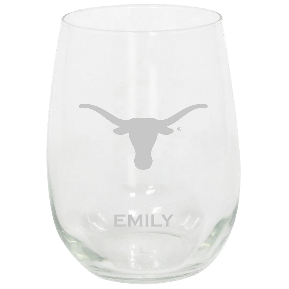 Texas Longhorns 15oz. Personalized Stemless Etched Glass Tumbler