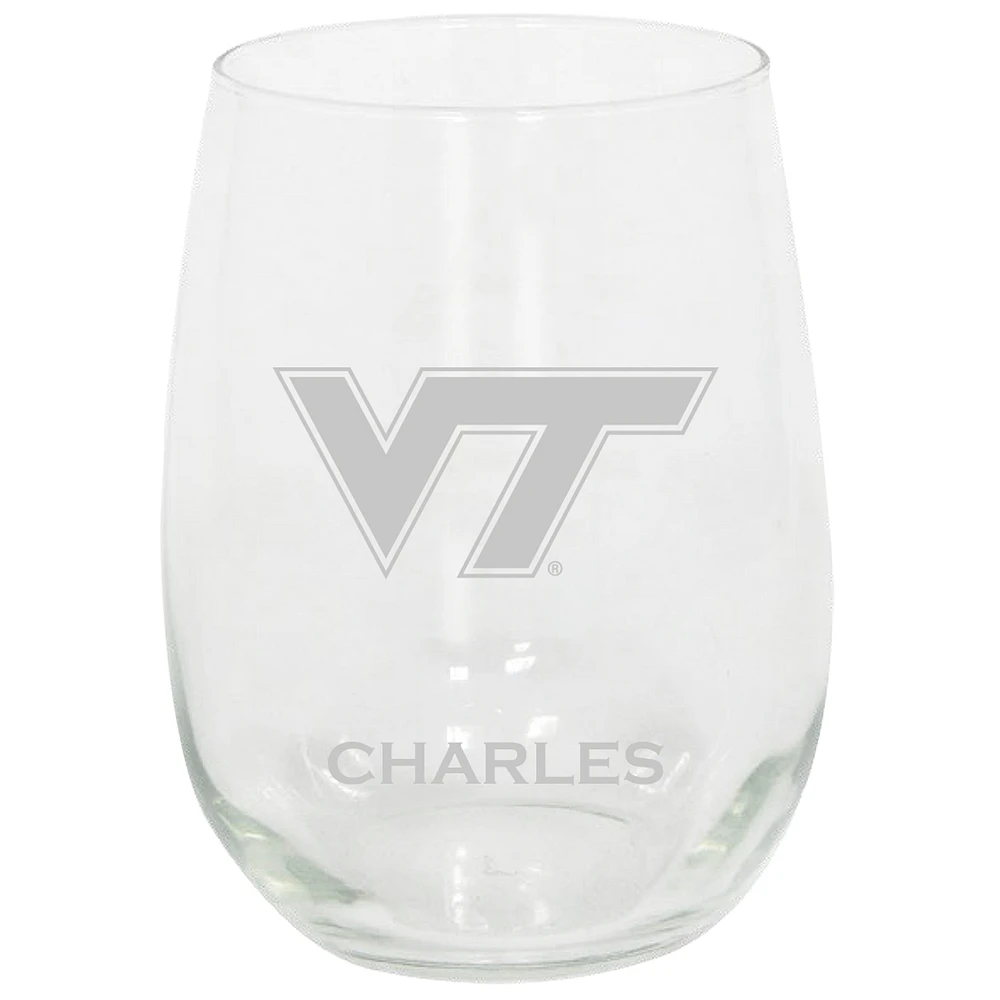 Virginia Tech Hokies 15oz. Personalized Stemless Etched Glass Tumbler