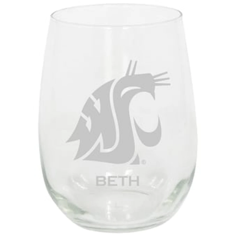 Washington State Cougars 15oz. Personalized Stemless Etched Glass Tumbler