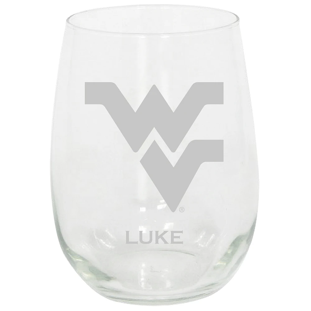 West Virginia Mountaineers 15oz. Personalized Stemless Etched Glass Tumbler