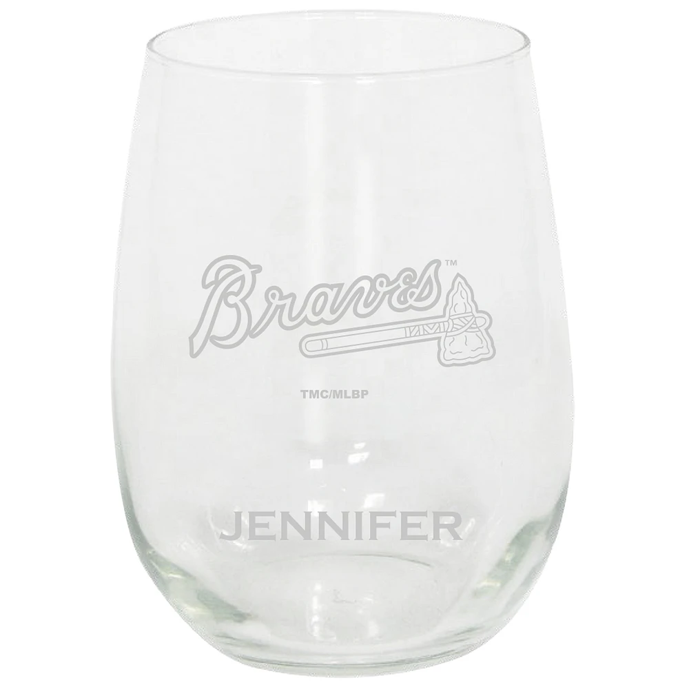 Atlanta Braves 15oz. Personalized Stemless Etched Glass Tumbler