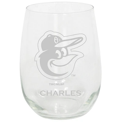 Baltimore Orioles 15oz. Personalized Stemless Etched Glass Tumbler