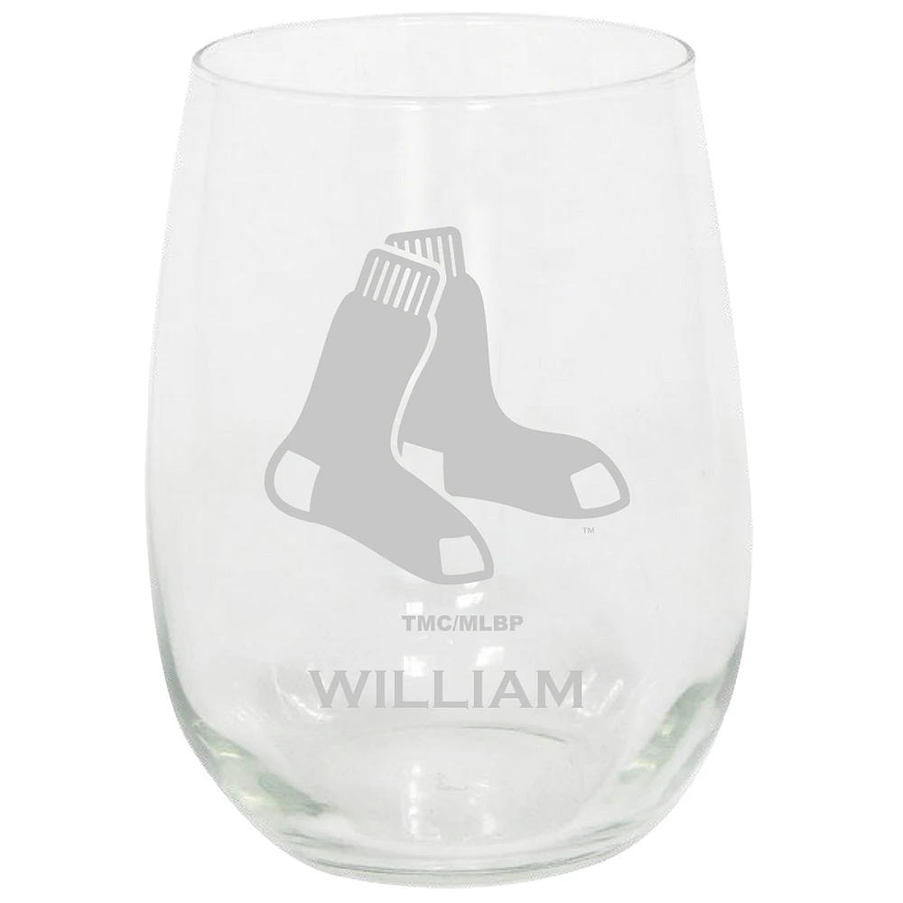 Boston Red Sox 15oz. Personalized Stemless Etched Glass Tumbler