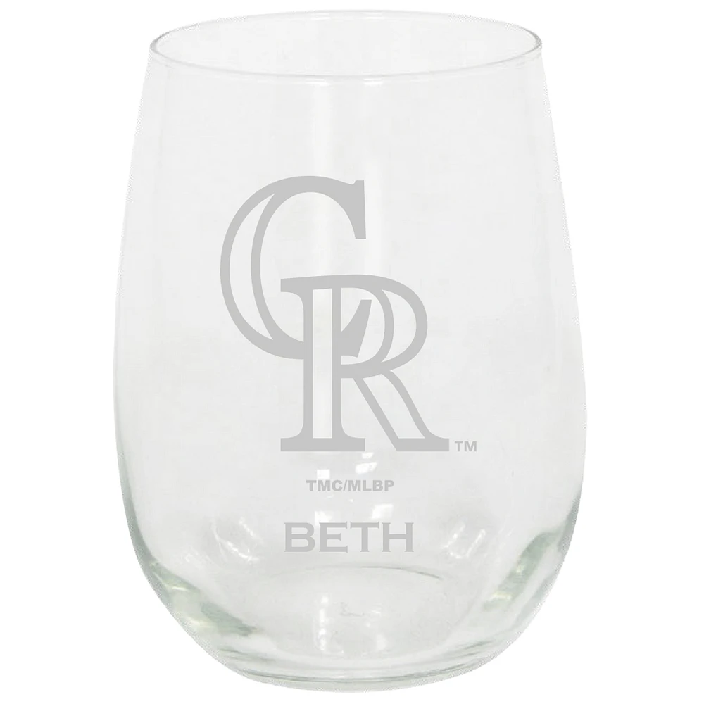 Colorado Rockies 15oz. Personalized Stemless Etched Glass Tumbler