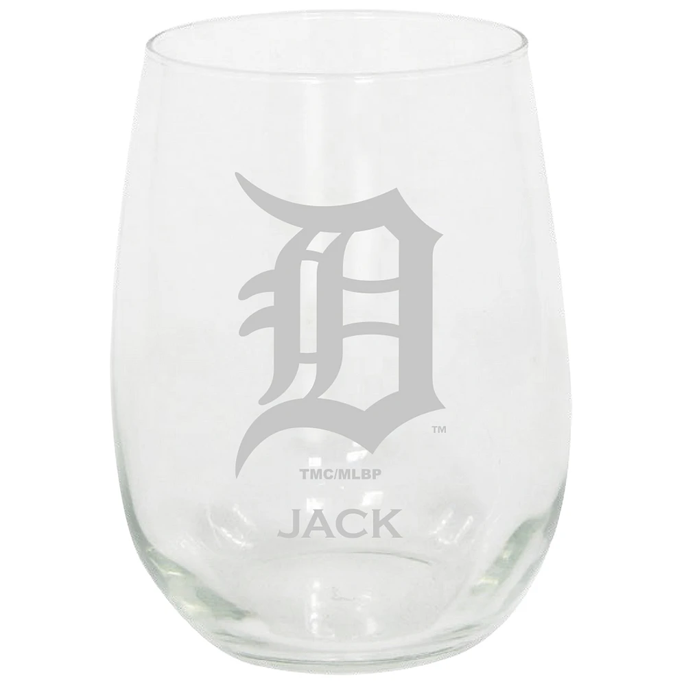 Detroit Tigers 15oz. Personalized Stemless Etched Glass Tumbler
