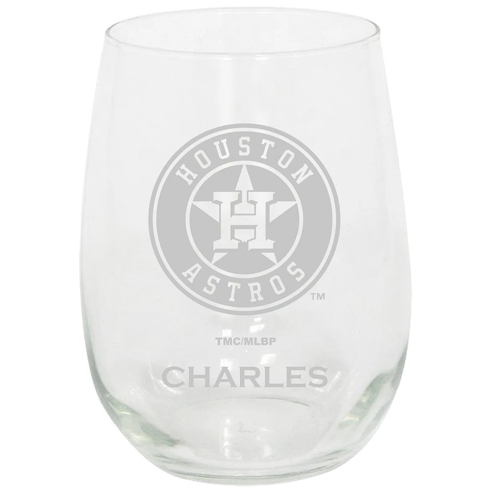 Houston Astros 15oz. Personalized Stemless Etched Glass Tumbler