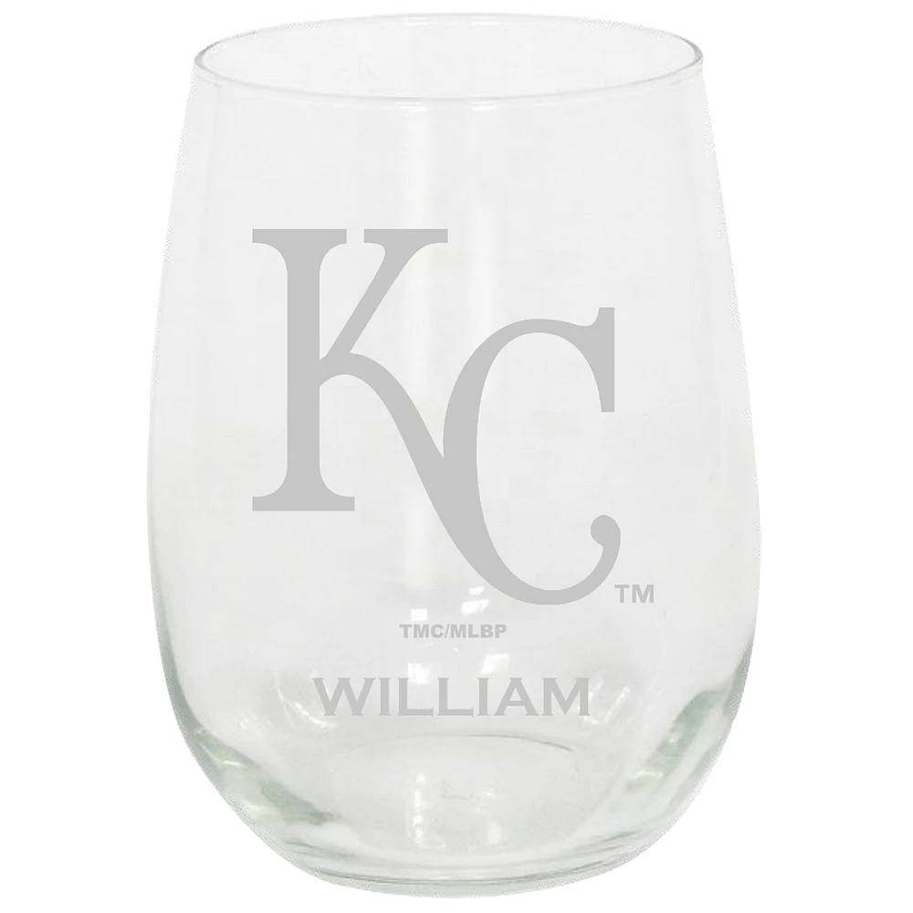 Kansas City Royals 15oz. Personalized Stemless Etched Glass Tumbler