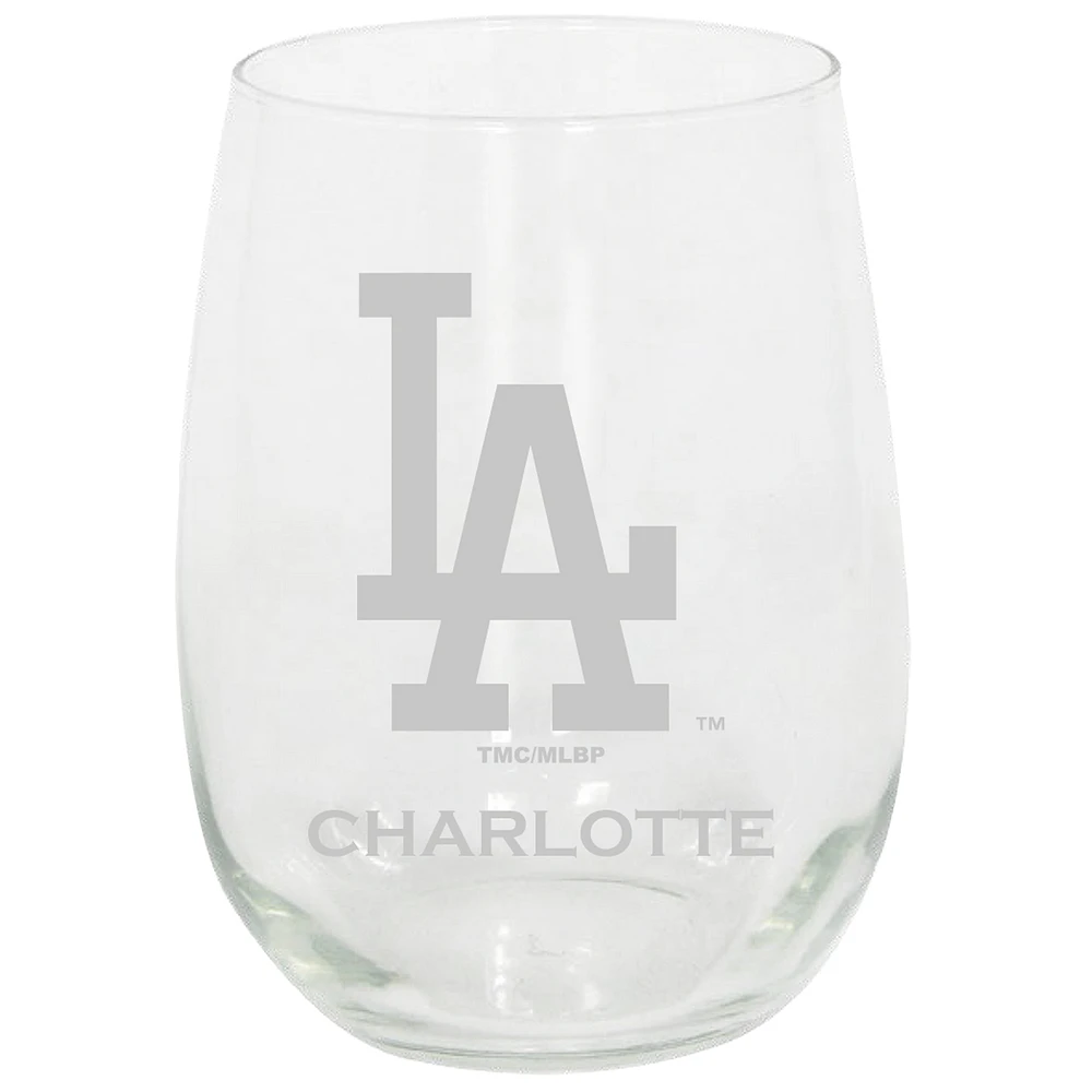 Los Angeles Dodgers 15oz. Personalized Stemless Etched Glass Tumbler