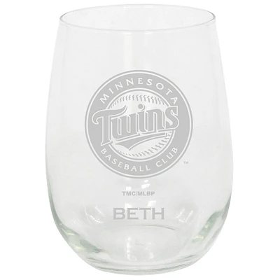 Minnesota Twins 15oz. Personalized Stemless Etched Glass Tumbler