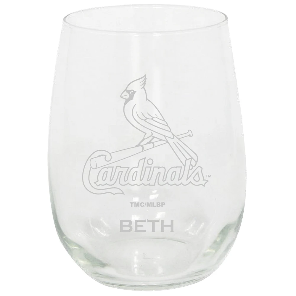 St. Louis Cardinals 15oz. Personalized Stemless Etched Glass Tumbler